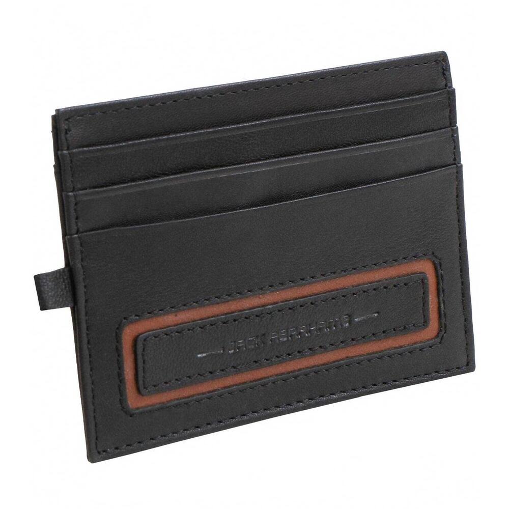NEW JACK ABRAHAMS men's goat nappa leather card case wallet with id window in co